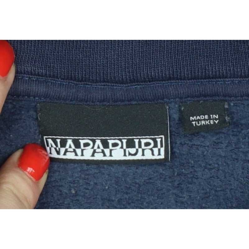 Napapijri Men’s Navy Blue S Half Zip Logo Fleece Sweatshirt