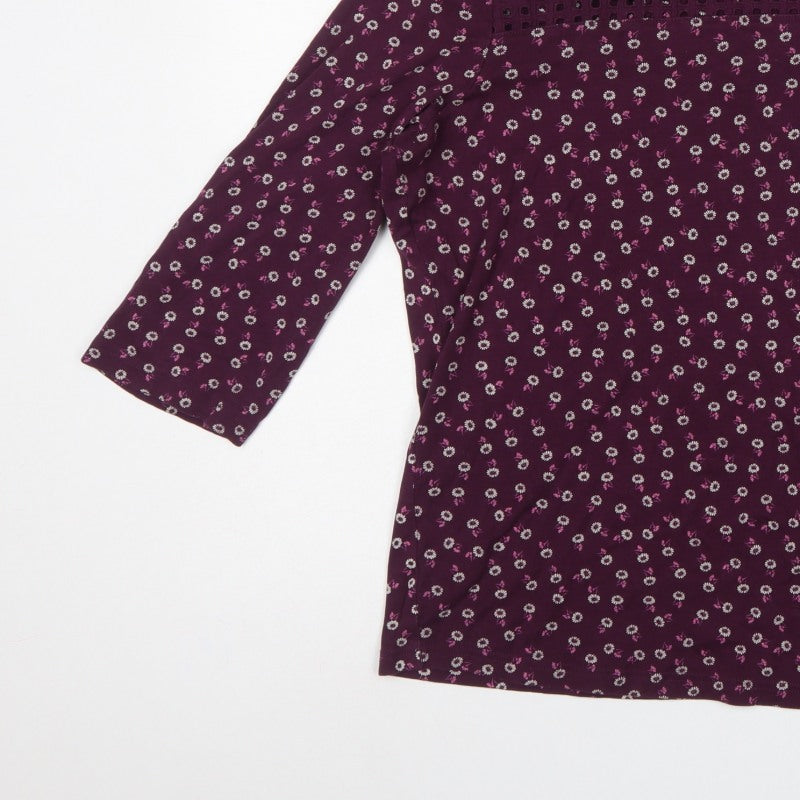 Maine New England Women Purple Floral Crochet Blouse Size 22