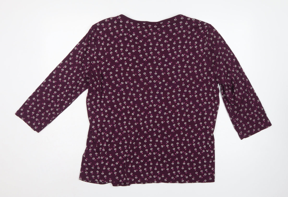 Maine New England Women Purple Floral Crochet Blouse Size 22