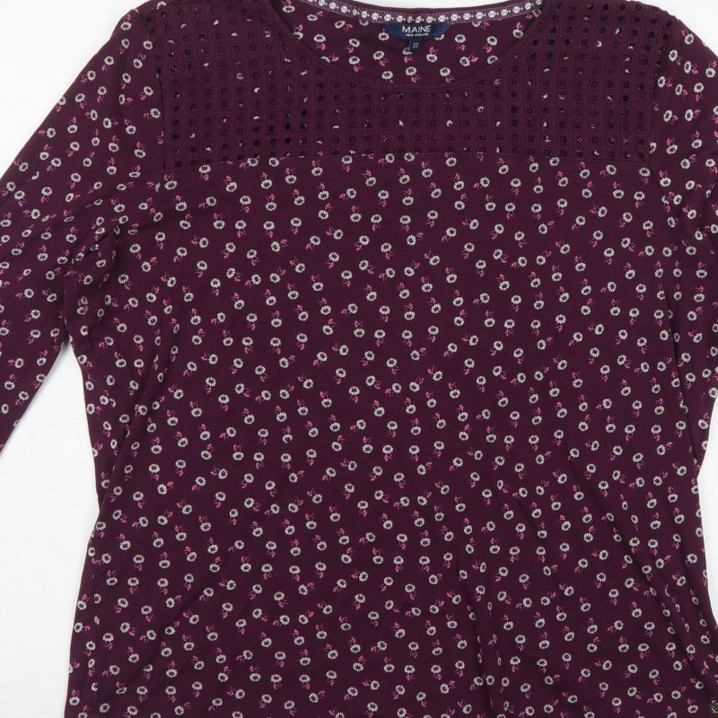 Maine New England Women Purple Floral Crochet Blouse Size 22