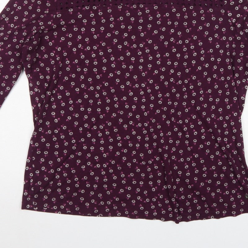 Maine New England Women Purple Floral Crochet Blouse Size 22