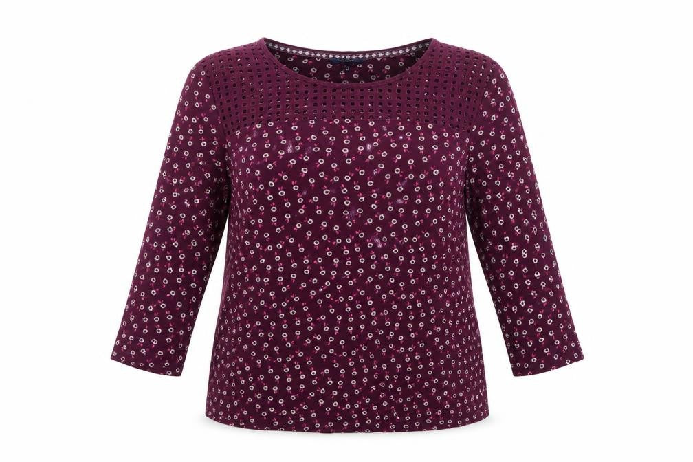 Maine New England Women Purple Floral Crochet Blouse Size 22