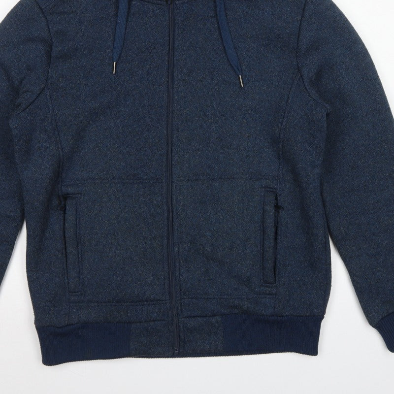 Mountain Warehouse Men’s Blue M Basic Hooded Full Zip Fleece Jacket