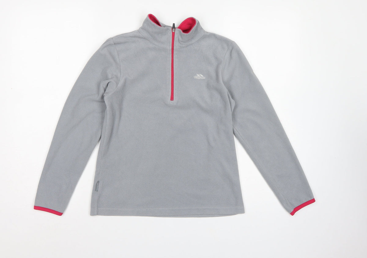 Trespass Girls Grey 11-12 Years Pullover 1/2 Zip Fleece Sweatshirt