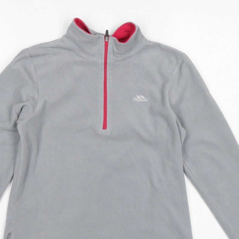 Trespass Girls Grey 11-12 Years Pullover 1/2 Zip Fleece Sweatshirt
