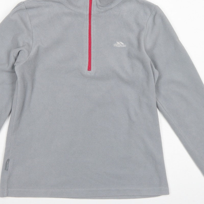 Trespass Girls Grey 11-12 Years Pullover 1/2 Zip Fleece Sweatshirt