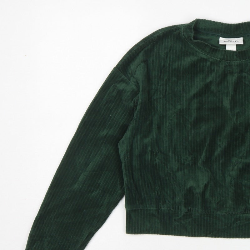 Monki Women’s Green 2XS Corduroy Pullover Sweatshirt