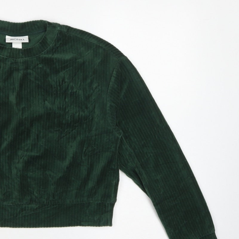 Monki Women’s Green 2XS Corduroy Pullover Sweatshirt