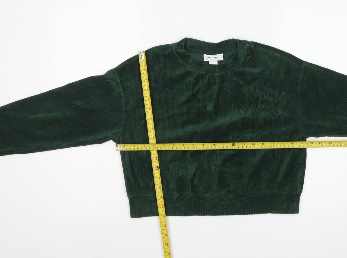 Monki Women’s Green 2XS Corduroy Pullover Sweatshirt