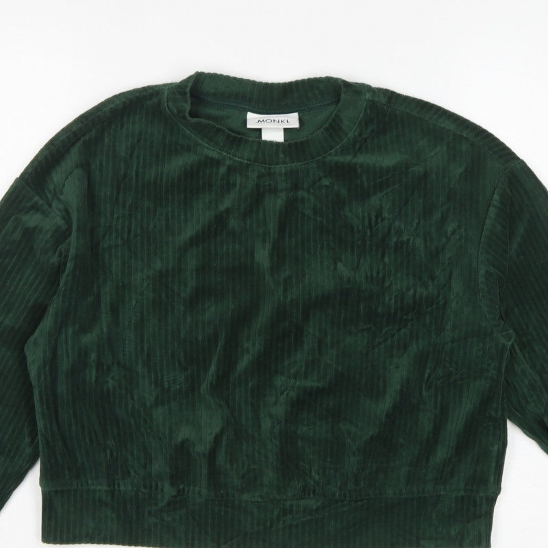Monki Women’s Green 2XS Corduroy Pullover Sweatshirt