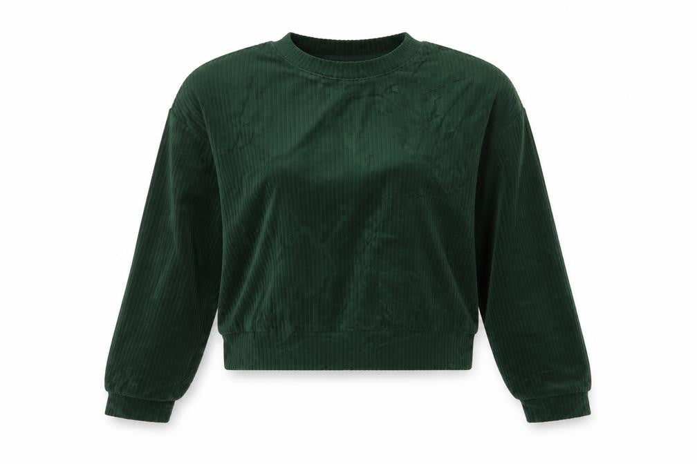 Monki Women’s Green 2XS Corduroy Pullover Sweatshirt