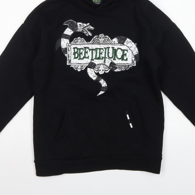 Primark Boys Black Beetlejuice Graphic Print Pullover Hoodie 13-14 Years