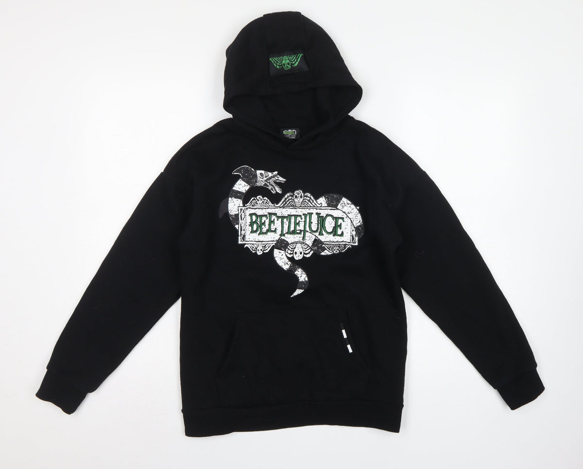 Primark Boys Black Beetlejuice Graphic Print Pullover Hoodie 13-14 Years