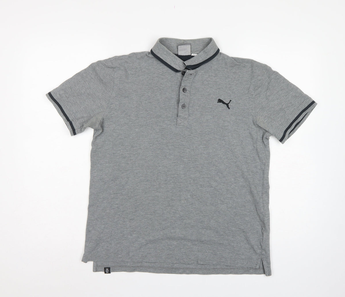 Puma Men’s Grey M Short Sleeve Cotton Blend Logo Polo Shirt