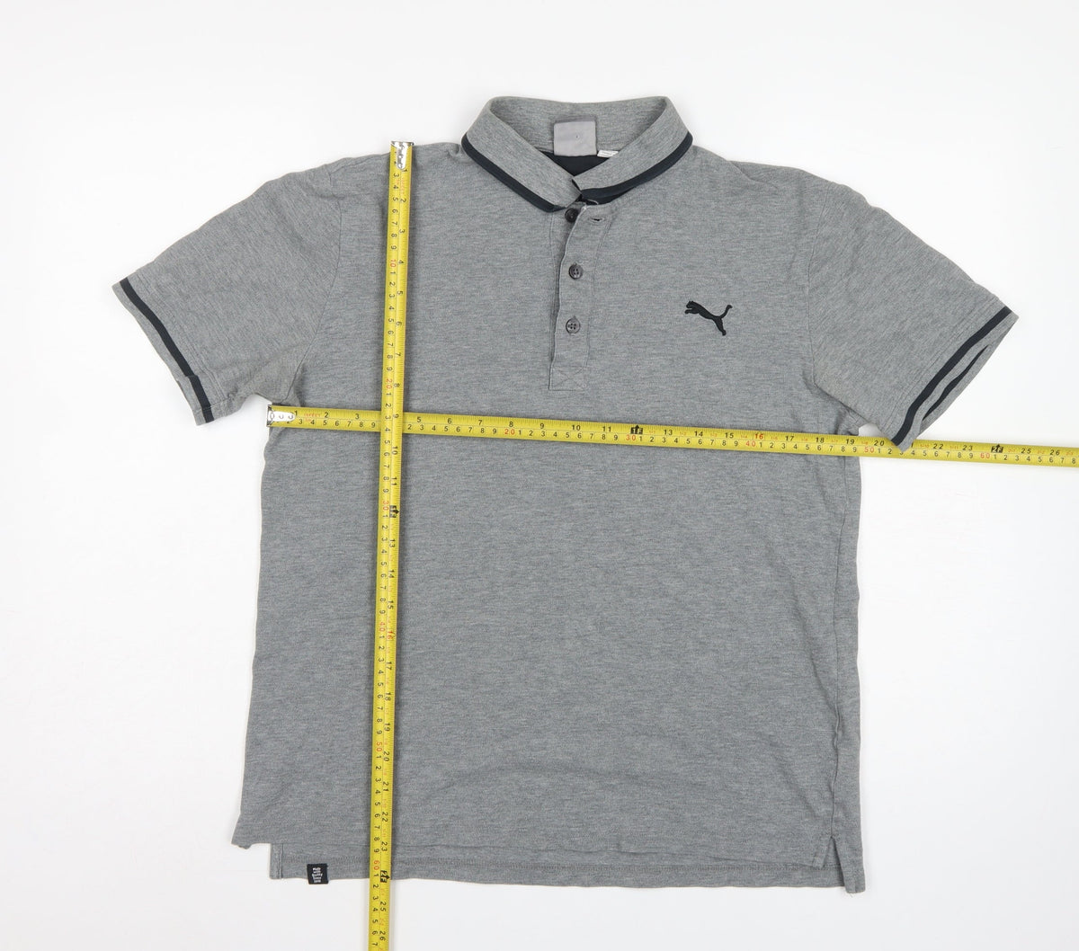 Puma Men’s Grey M Short Sleeve Cotton Blend Logo Polo Shirt