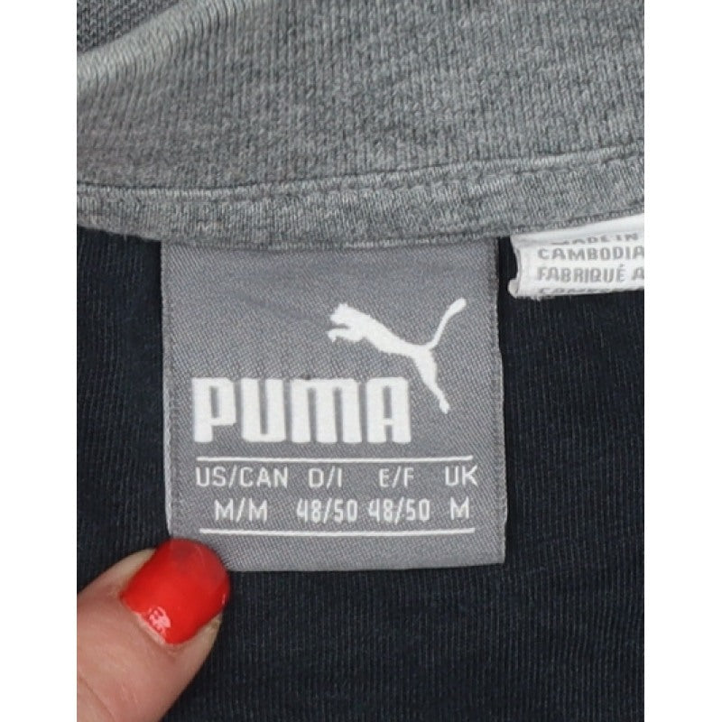 Puma Men’s Grey M Short Sleeve Cotton Blend Logo Polo Shirt