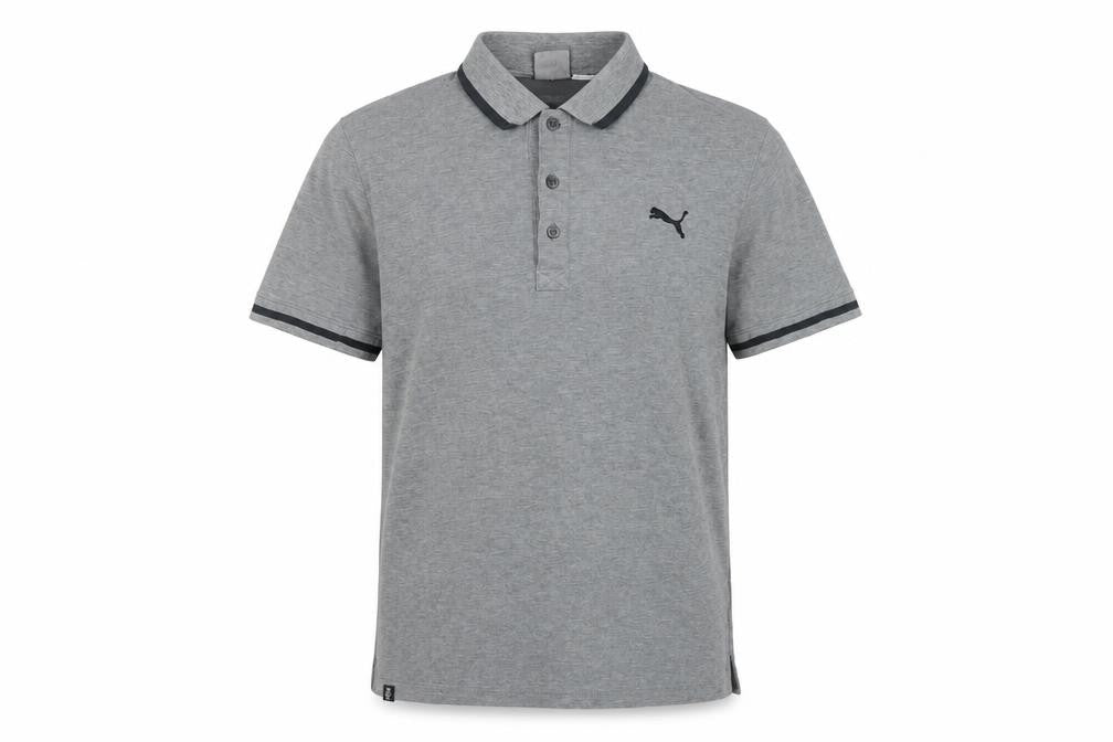 Puma Men’s Grey M Short Sleeve Cotton Blend Logo Polo Shirt