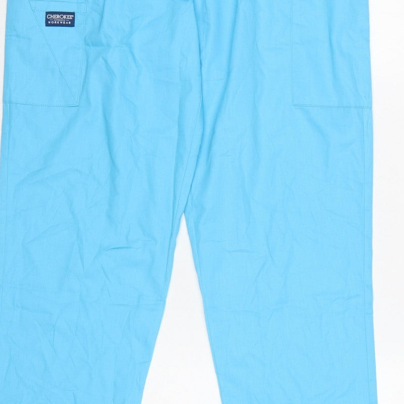 Cherokee Workwear Unisex Blue Size S Cargo Scrub Trousers Elastic Waist