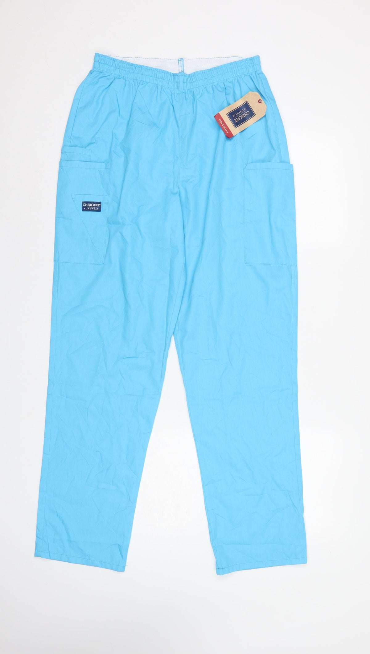Cherokee Workwear Unisex Blue Size S Cargo Scrub Trousers Elastic Waist