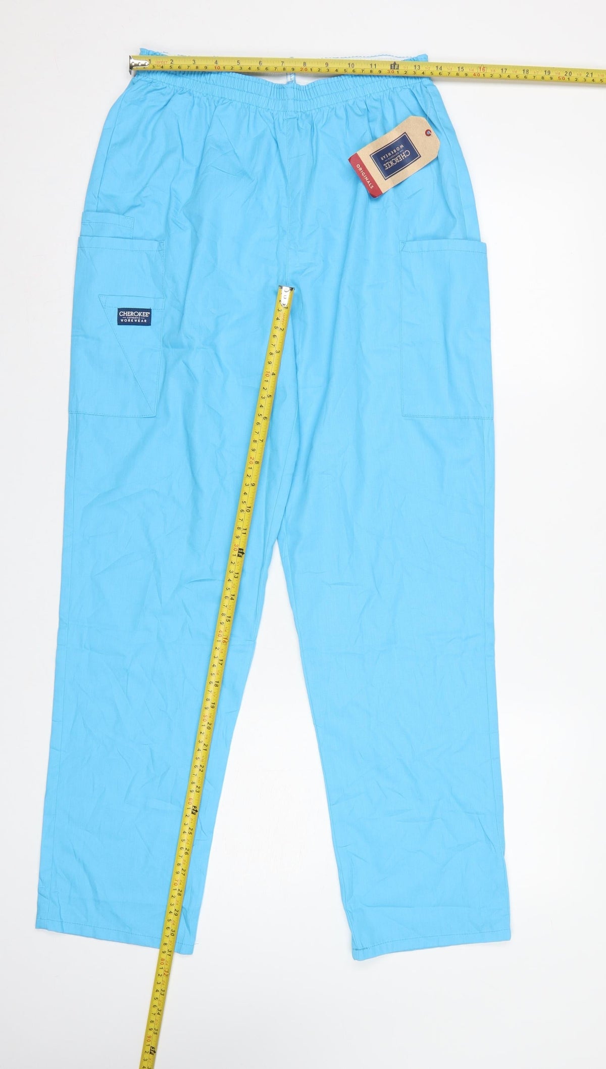 Cherokee Workwear Unisex Blue Size S Cargo Scrub Trousers Elastic Waist