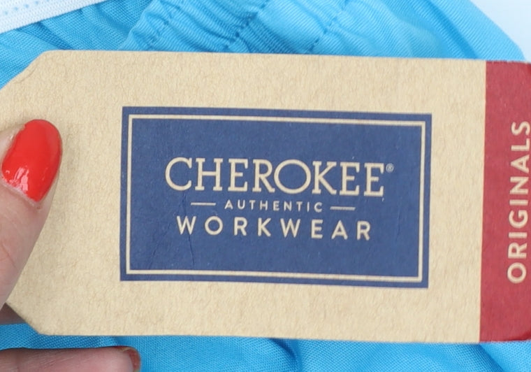 Cherokee Workwear Unisex Blue Size S Cargo Scrub Trousers Elastic Waist