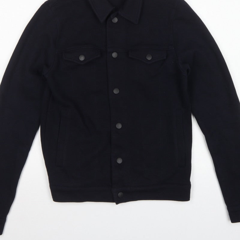 Jack & Jones Premium Men's Black S Trucker Sweat Jacket Button Pockets