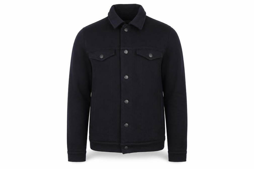Jack & Jones Premium Men's Black S Trucker Sweat Jacket Button Pockets