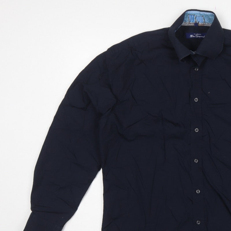 Ben Sherman Men's Blue L Long Sleeve Button-Up Casual Shirt