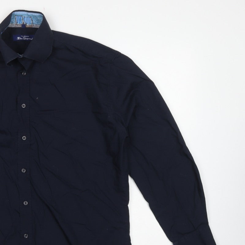 Ben Sherman Men's Blue L Long Sleeve Button-Up Casual Shirt
