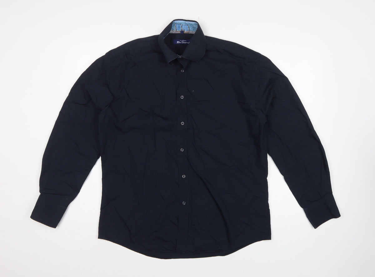 Ben Sherman Men's Blue L Long Sleeve Button-Up Casual Shirt
