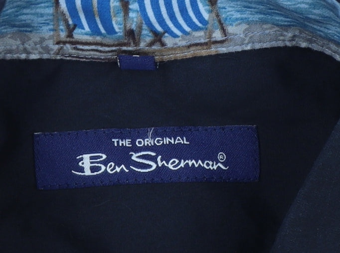 Ben Sherman Men's Blue L Long Sleeve Button-Up Casual Shirt