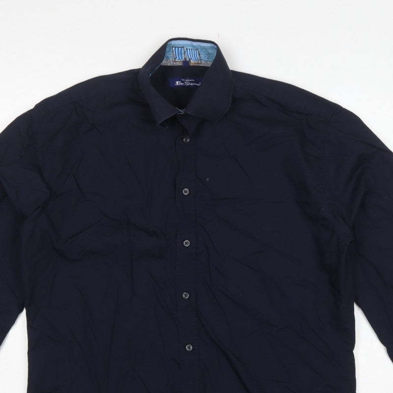 Ben Sherman Men's Blue L Long Sleeve Button-Up Casual Shirt