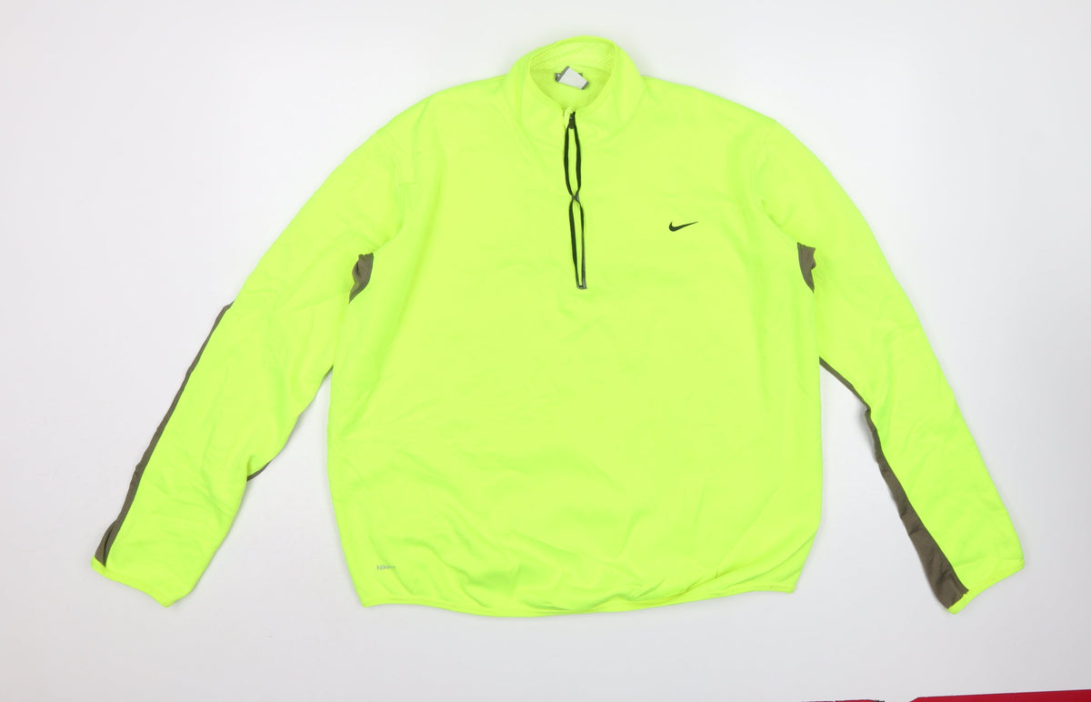 Nike Men’s Yellow XL 1/2 Zip Running Sweatshirt High Neck