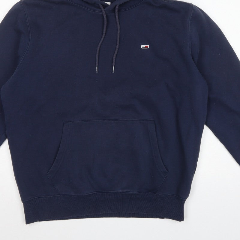 Tommy Jeans Men’s Blue M Pullover Hoodie Logo Fleece Kangaroo Pocket