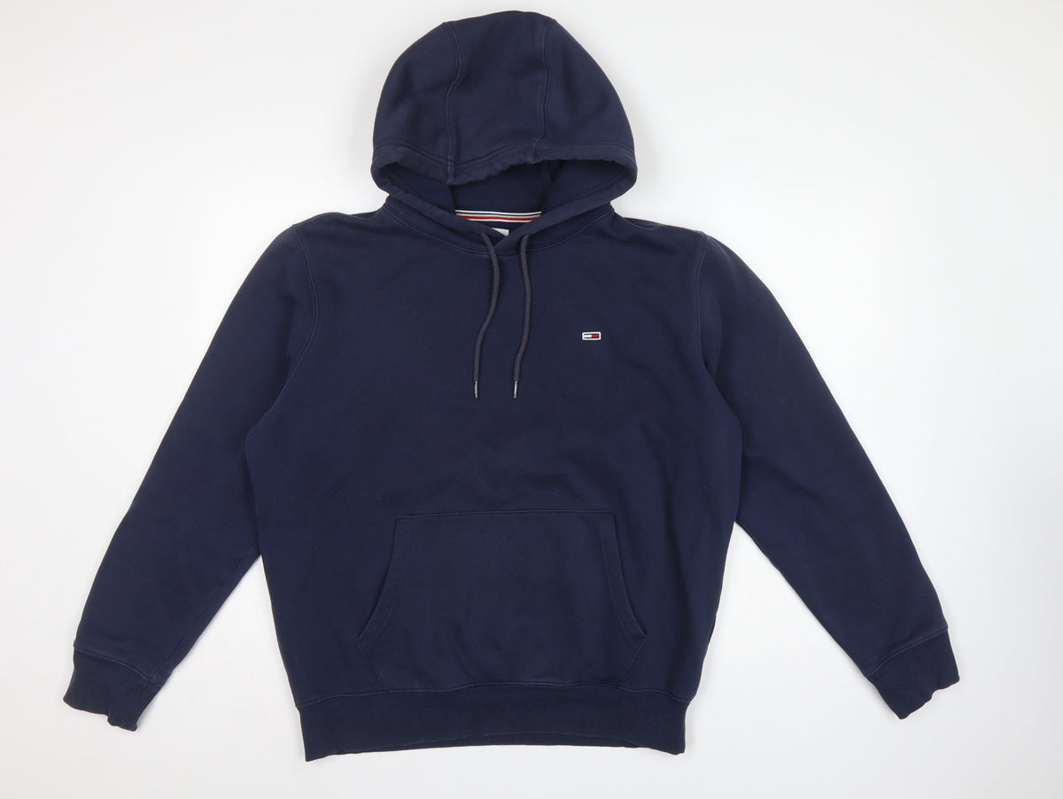 Tommy Jeans Men’s Blue M Pullover Hoodie Logo Fleece Kangaroo Pocket