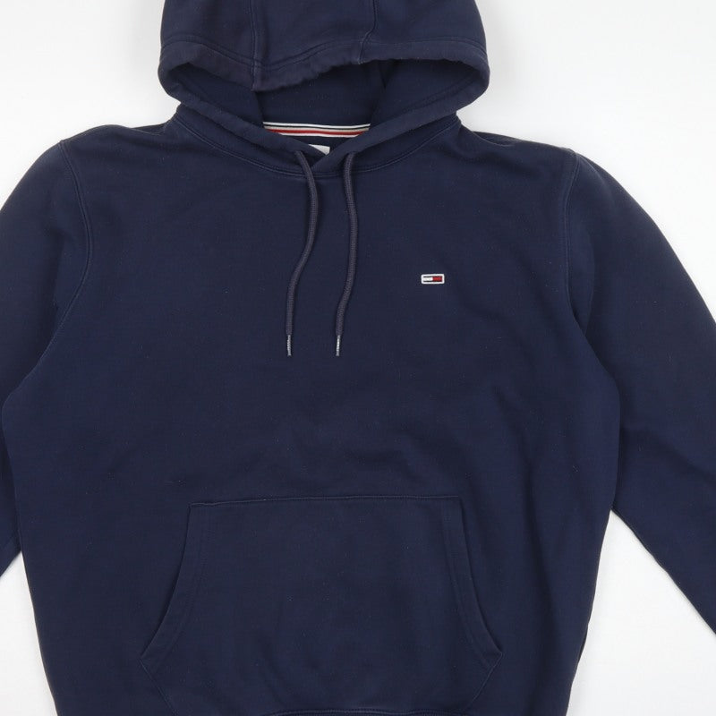 Tommy Jeans Men’s Blue M Pullover Hoodie Logo Fleece Kangaroo Pocket