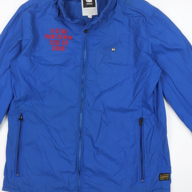 G-Star RAW Men's Blue L 3301 GS Full Zip Basic Jacket Logo