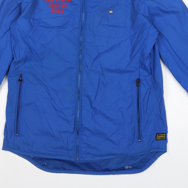 G-Star RAW Men's Blue L 3301 GS Full Zip Basic Jacket Logo