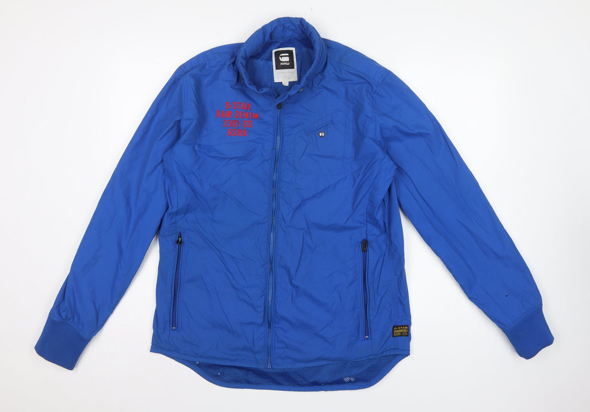 G-Star RAW Men's Blue L 3301 GS Full Zip Basic Jacket Logo