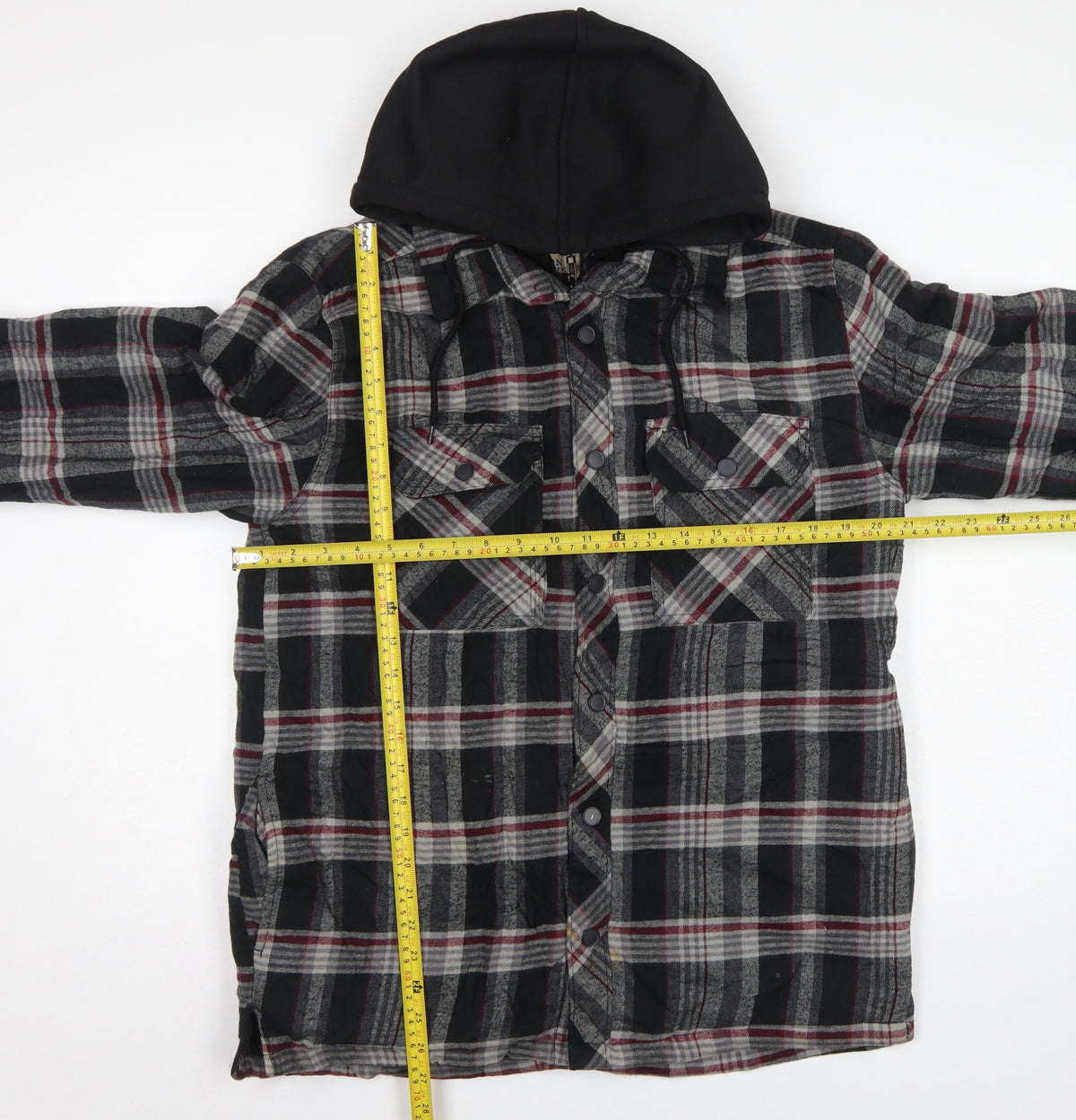 Boston Traders Men's Grey Plaid Hooded Jacket Size S Cotton Lined