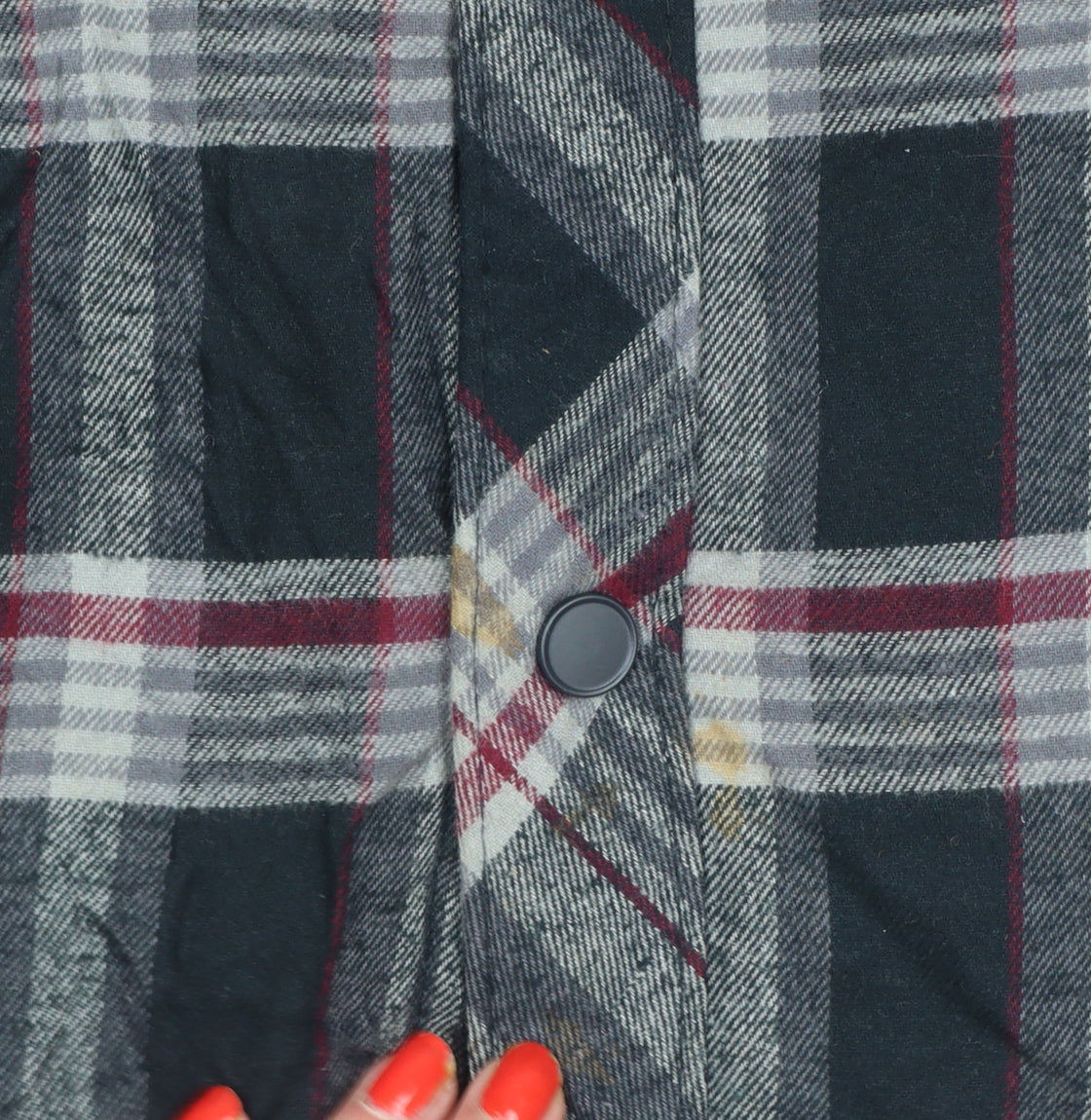 Boston Traders Men's Grey Plaid Hooded Jacket Size S Cotton Lined