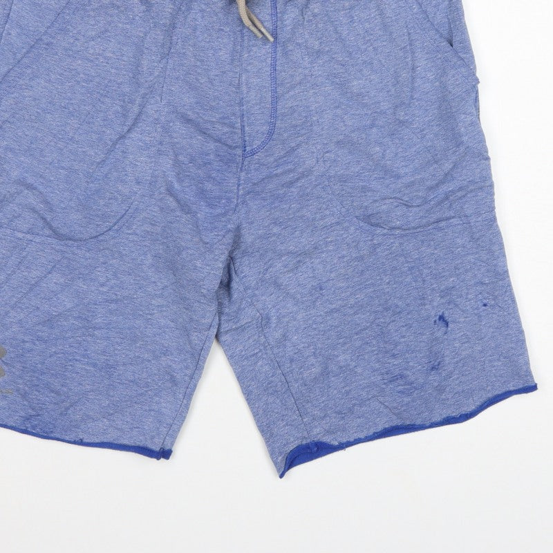 Under Armour Men's Blue L Loose Sweat Shorts Drawstring Pockets