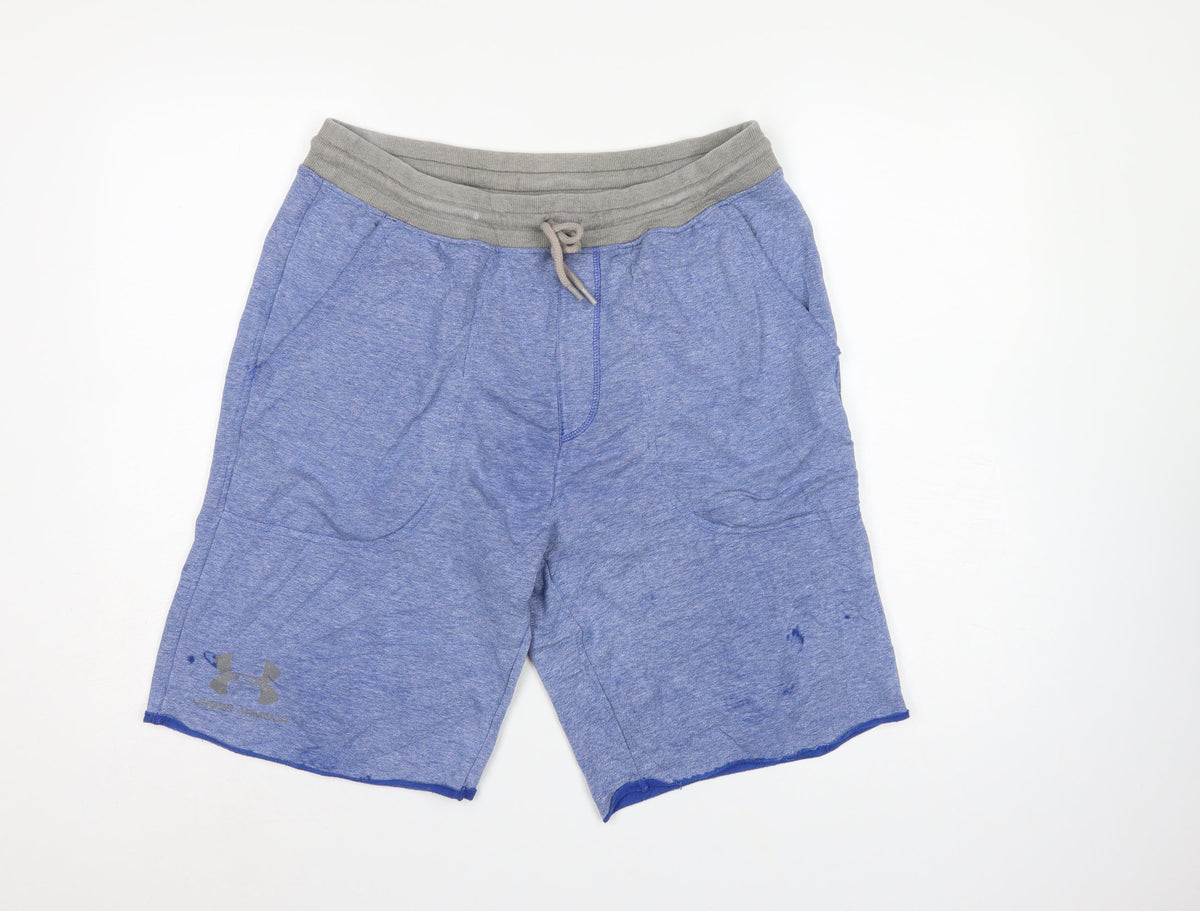 Under Armour Men's Blue L Loose Sweat Shorts Drawstring Pockets