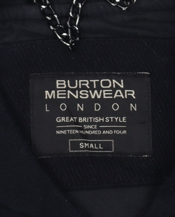 Burton Menswear Men’s Black Small Wool Blend Bomber Jacket Zip Pockets