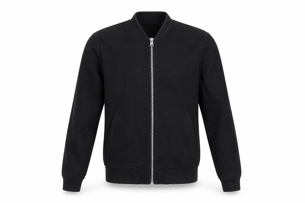 Burton Menswear Men’s Black Small Wool Blend Bomber Jacket Zip Pockets