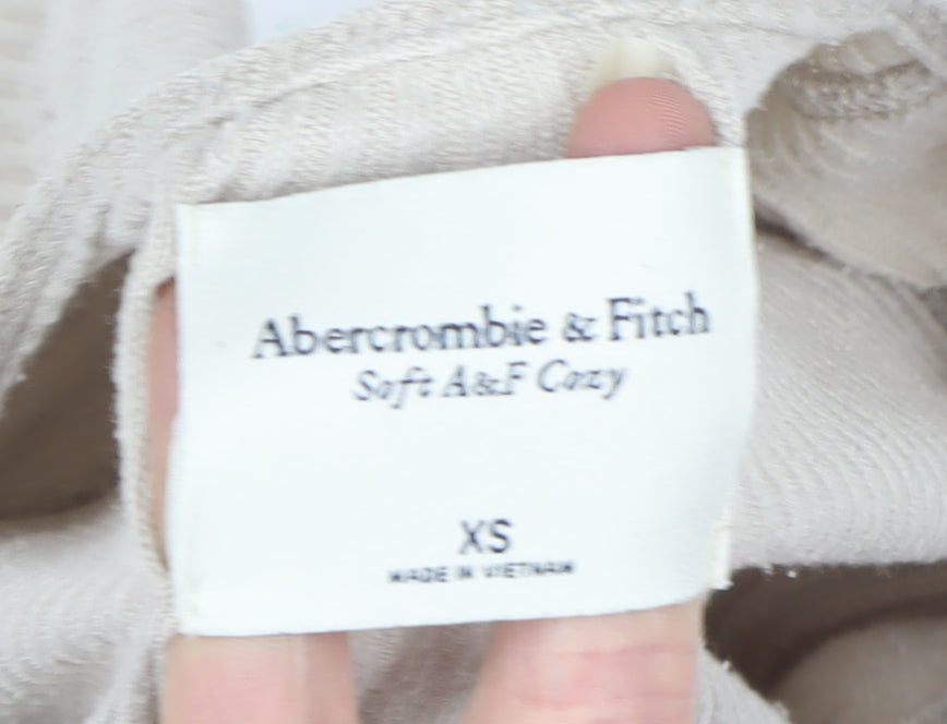 Abercrombie & Fitch Women Ivory XS Ribbed Wrap Tie Blouse