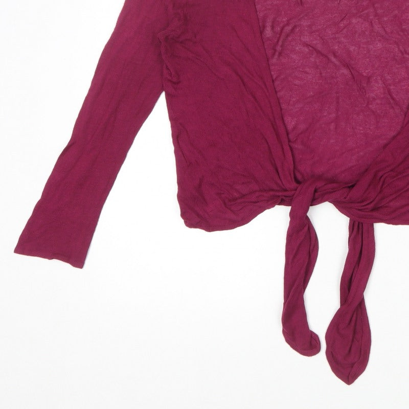 Laura Ashley Women's Pink UK 12 Open Tie Front Long Sleeve Cardigan