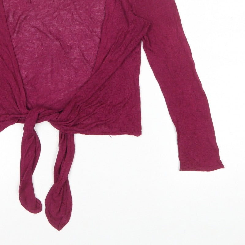 Laura Ashley Women's Pink UK 12 Open Tie Front Long Sleeve Cardigan