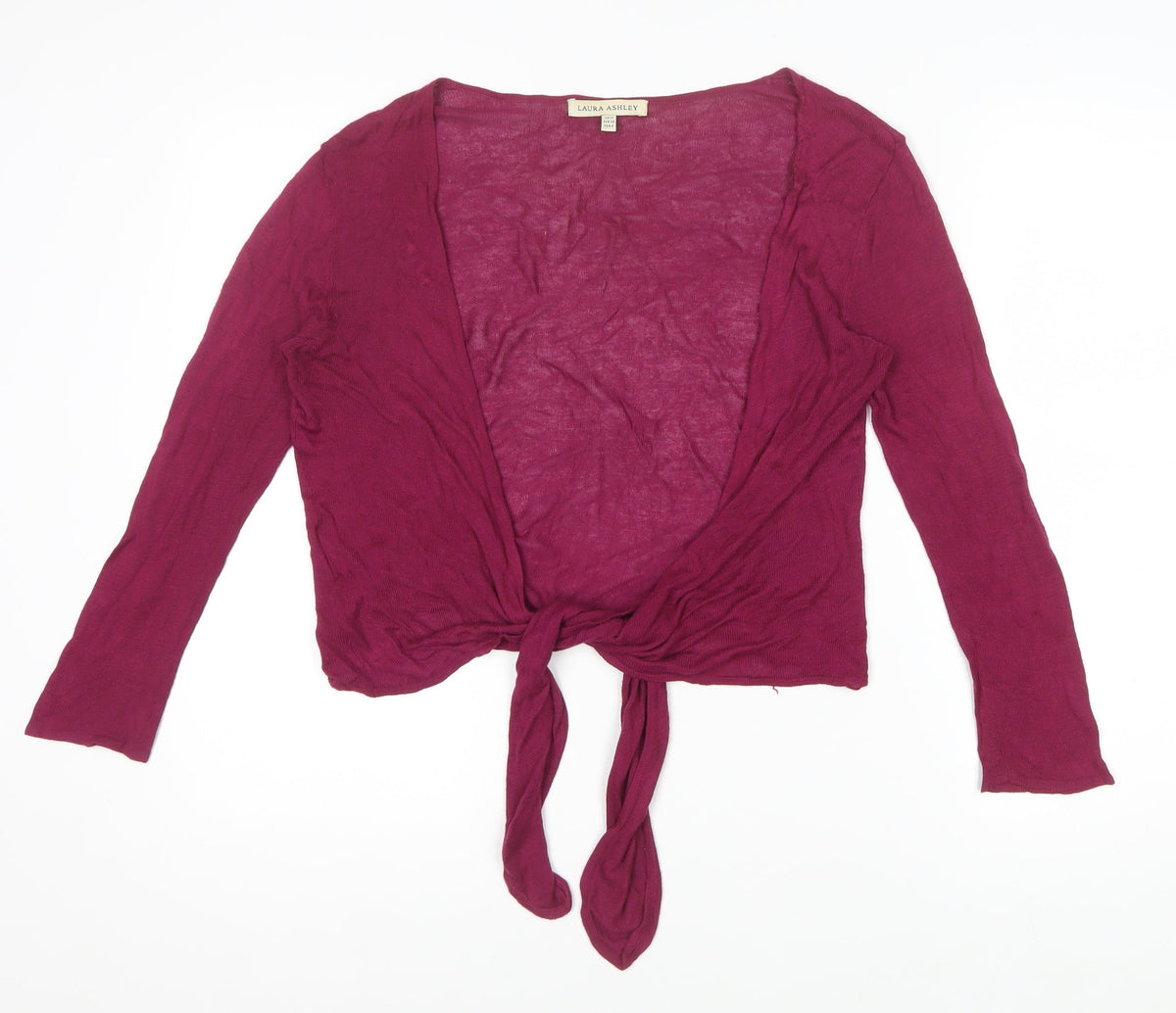 Laura Ashley Women's Pink UK 12 Open Tie Front Long Sleeve Cardigan