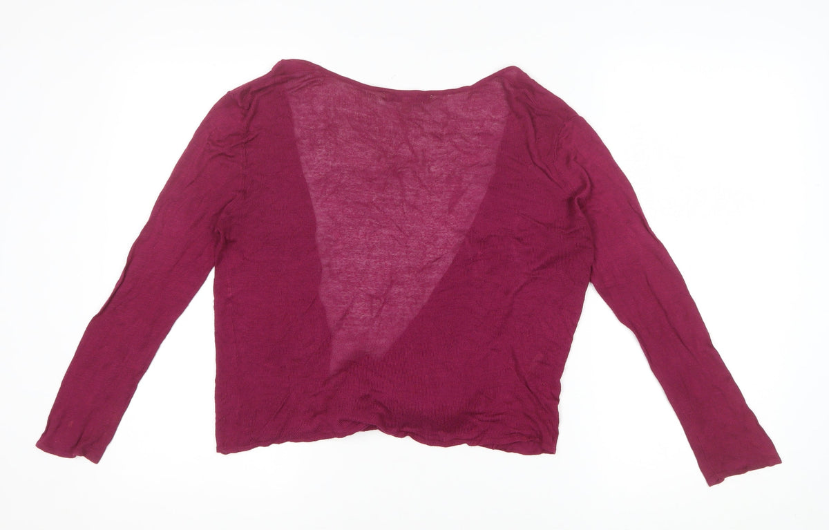 Laura Ashley Women's Pink UK 12 Open Tie Front Long Sleeve Cardigan